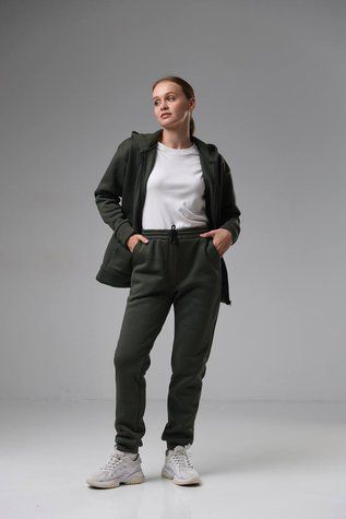 Жіночий спортивний костюм на флісі Олива +Size 1402 фото