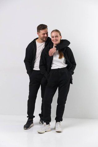 Спортивний костюм на флісі Чорний УНІСЕКС 1410 фото